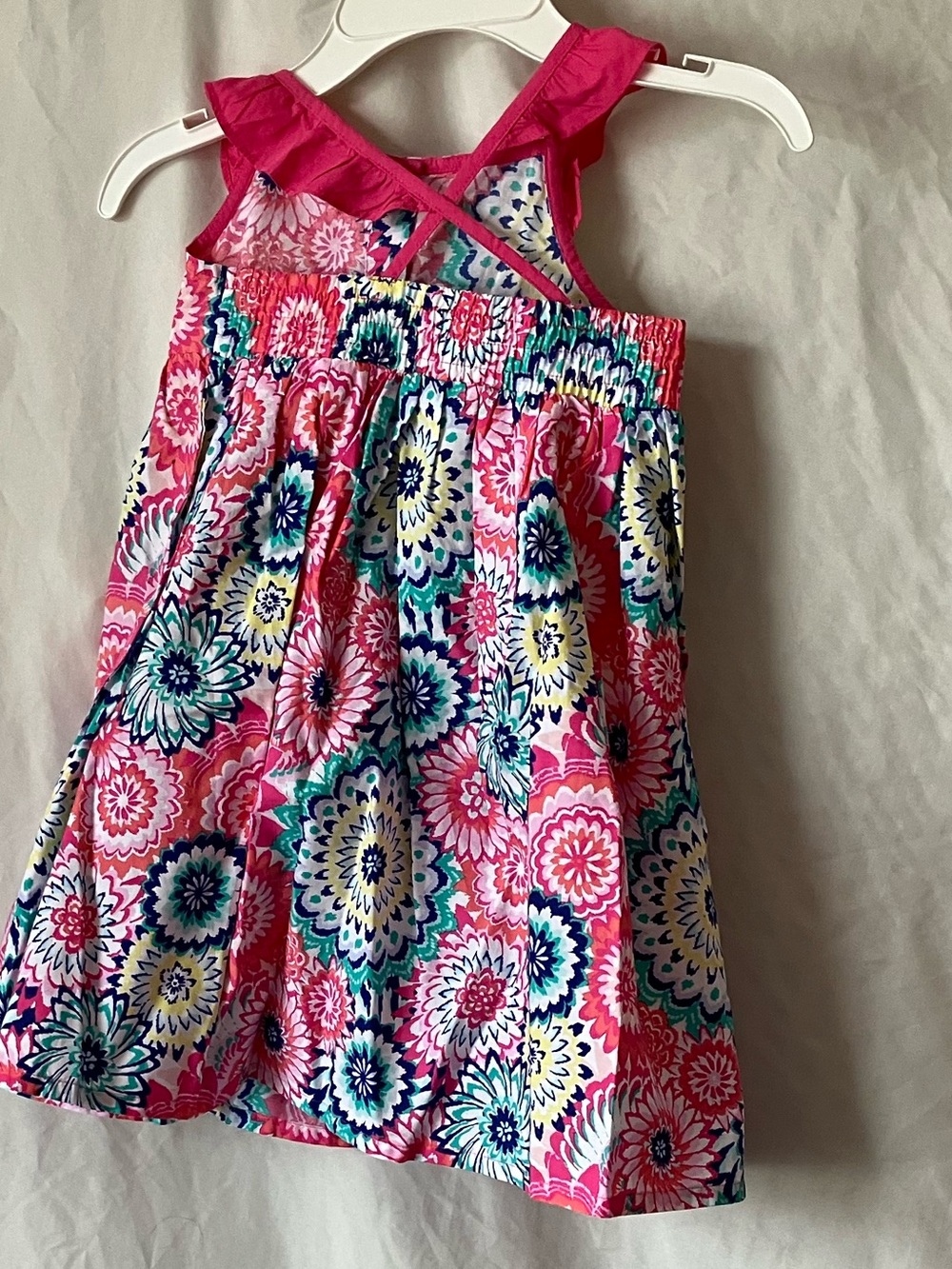 Basic Editions Girls Floral Sundress Size 5T Pink Ruffle Sleeveless Summer Dress - Picture 2 of 5